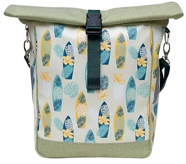Ikuri Fahrradtasche für Gepäckträger Satteltasche Einzeltasche Packtasche, abnehmbar, mit Tragegurt zum Umhängen, aus Plane, Unisex, Wasserdicht - Modell Surf