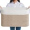 JOJOSEE Large Storage Basket, Blanket Basket for Clothes Bedding, Woven Storage Baskets, Toy Storage for Kids, Rope Basket for Living Room, Nursery, Bedroom 55x38x30 cm (White&Brown, 1 Pack)