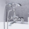 Clawfoot 2 Loch Wannenarmatur mit Dusche & Badewannenarmaturen Heiß und Kalt Messing Doppelkreuzgriff Zwei Loch Bad Dusche Armatur Badewannenarmaturen Mischbatterie Chrom