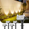 GEARLITE Solarlampen für Außen Garten, Solar LED Strahler Außen mit 2200 mAh Batterie, 800lm 3500K Warmweiß Außenwandleuchte, IP65 Wasserdicht Solarleuchten für Außen Deko, Weg, Bäume, Hof - 4 Stück