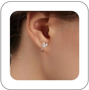 Aneneiceera Vintage Hohlen Kaninchen Ohr Huggie Ohrringe Silber Winzigen Kaninchen Ohrring Winzigen Hasen Ohrring Minimalistischen Niedlich Petite Ohrringe Schmuck Für Frauen