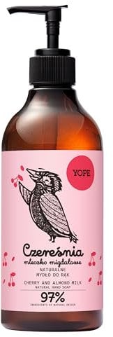 YOPE Natürliche Handseife Kirsche Mandelmilch - Vegane Flüssigseife mit süßem fruchtig-cremigem Duft - Sanft & feuchtigkeitsspendend - Mit Glycerin Panthenol Allantoin - 500 ml