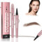 Microblading Eyebrow Pencil, Waterproof Eyebrow Pen with 4 Micro-Fork Tip, Long-Lasting Smudgeproof Microblade Eyebrow Pen for Natural Look, Ideal Eye Brow Pencil for Women & Beginners（Dark Brown）