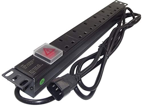 6 Way UK 13A PDU to IEC C14 PLUG 19 Inch Rack Mount 3m Lead 1U