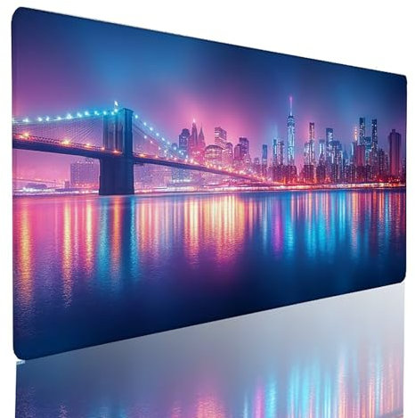 City Mouse Mat Blue Gaming Mouse Pad XXl 800 x 300 x3 mm, Extend Waterproof Mousepad Improved Precision And Speed, Desk Mat Non-Slip Rubber Base for Office Gamer Home 96-P
