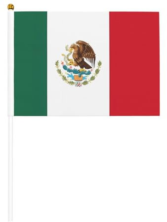 Bandera de México de doble cara de mano, 5.5 x 8.2 pulgadas, para fiestas, eventos deportivos