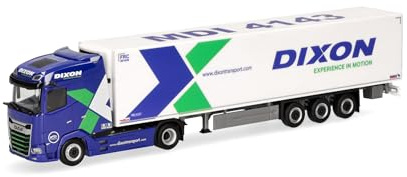 Herpa Truck Model DAF XG refrigerated semi-trailer truck Dixon, miniature at 1:87 scale, collector's item, made in Germany, plastic