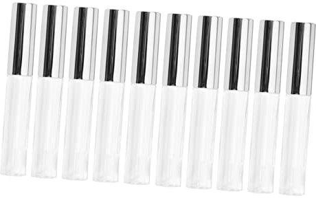 FRCOLOR 10 pièces Tubes à Vides Plastique Lot de Tubes pour Gloss Labial avec Capuchon Argenté pour Maquillage et Voyage