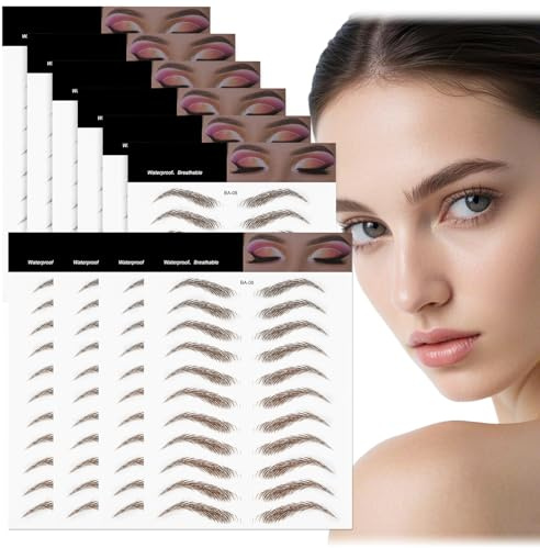 Beugo 10 Blätter 4D Haarähnliche Wasserdichte Augenbrauen Tätowierungen, Brow Tätowierung Aufkleber, Pflege Formung Aufkleber im Bogenstil Zur augenbrauenpflege, 110 Paare, Brown-08