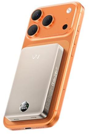 iWALK Slim Magnetische Powerbank 10000mAh, Qi2 Zertifiziert 15W Magsafe Powerbank mit LED Display, 30W PD Schnellladung, Ergonomisches Design, Powerbank für iPhone 17/16/15/14/13/12 Serie