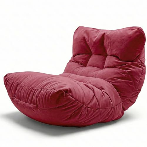 Aiire Relaxo Sitzsack XXL für Kuschelecke - Bean Bag Design mit Füllung - Riesen Sitzsäcke Erwachsene, Sitz Sack Flauschig - Bodenkissen Grob, Bodenstuhl, Bodensessel Rot