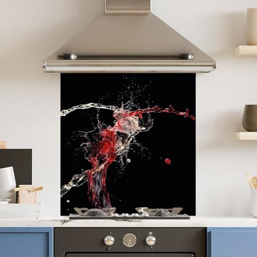 Premium 70 x 75cm Red White Splash 6mm Glass Toughtened Kitchen Splashback