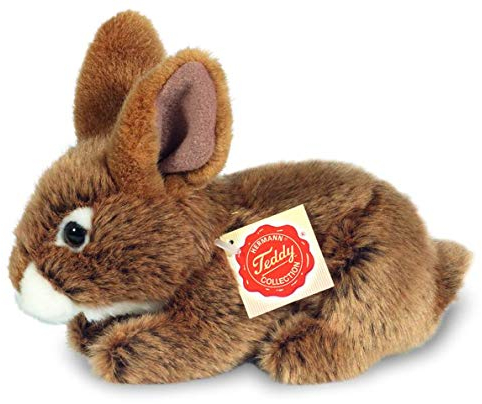 Teddy Hermann 93709 Hase sitzend braun 19 cm, Kuscheltier, Plüschtier mit recycelter Füllung