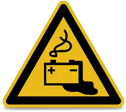 Betriebsausstattung24 Warnschild Warnung vor Gefahren durch das Aufladen von Batterien - 20,0 cm Seitenlänge (Dreieck) - Aluminium, geprägt - Symbol Schild W026