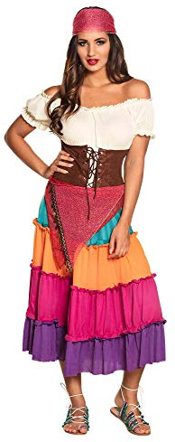 Boland - Kostüm für Erwachsene Wahrsagerin Nadya, Kleid, Gürtel und Kopftuch, Bandana, Top, Gürtel und Rock, Set, Karneval, Mottoparty