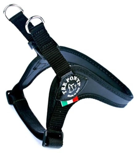 Tre Ponti Geschirr Easy Fit Classic with adj. Belly mit schwarzen Rand schwarz 42 - 47 cm bis ca. 7 kg