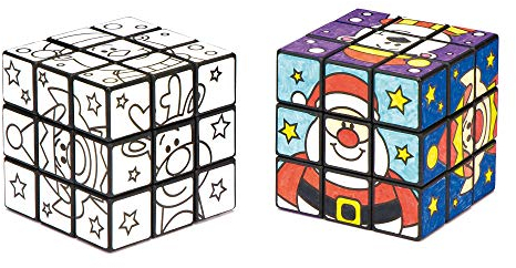 Baker Ross Festive Friends Puzzle Würfel zum Ausmalen, ideal für Weihnachten, Kinderkunst, Basteln und Dekorieren für Jungen und Mädchen (2 Stück), sortiert