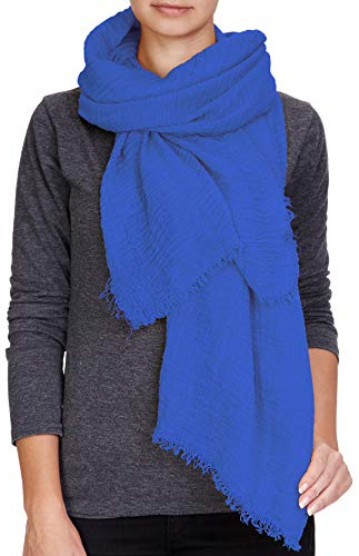 PiriModa Damen Uni Herren XXL Schal 200x100cm Halstuch Tuch Stola Schultertuch Baumwolle (Royalblau)