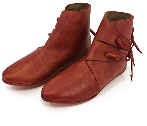 Vehi Mercatus Wikinger Schuhe oder Mittelalter Schuhe für Damen und Herren Rot