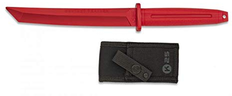 Cuchillo Entrenamiento Katana Tanto japones Rojo Hoja 18,4 Entrenar Artes Marciales Dummy Airsoft Paintball Practicar decoración 100% Seguro K25 32413 + Portabotellas de Regalo