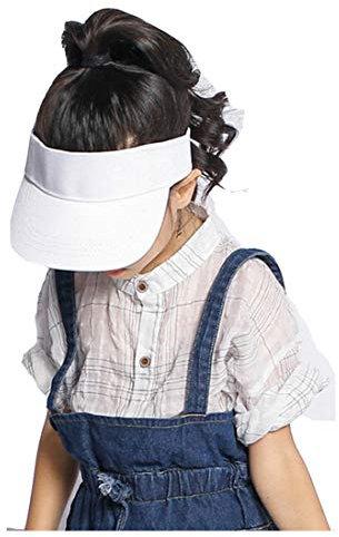 Kids Visor Sun Hat Adjustable Athletic Sports Hat 6 to 12 Years Old, White, 6-12 Years