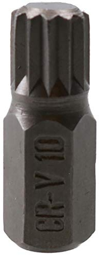 10mm Spline Bit 30mm Length 10mm Shank Chrome Vanadium Hardened Triple Square