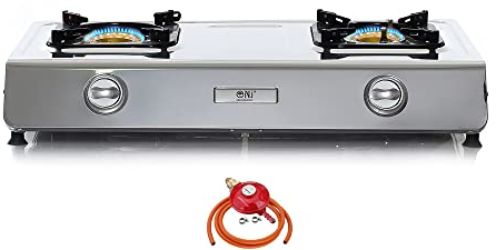 NJ NSD-2 Portable Gas Hob - 2 Burner Camping Stove Indoor Outdoor Cooker