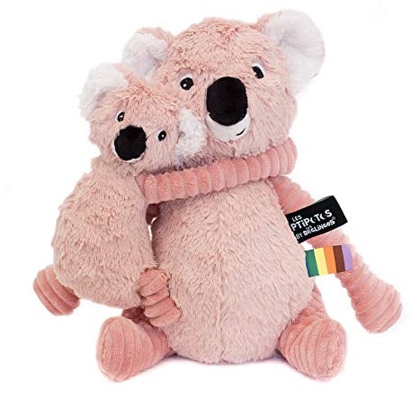 PTIPOTOS BY LES DEGLINGOS - TRANKILOU LE KOALA MAMAN/BEBE - PELUCHE 2 EN 1 TOUTE DOUCE - IDEAL CADEAU NAISSANCE ANNIVERSAIRE NOEL - 29CM - ROSE