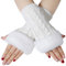 Bienvenu Fingerlose Handschuhe für Damen, Armstulpen mit Kunstpelz, Winter Fingerlose Fäustlinge, Weiß, Einheitsgröße