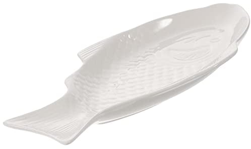 Kreativer Fischteller Aus Keramik, FischföRmige Servierplatte FüR Zuhause Und Restaurant, Weiß, 11 Zoll (28 Cm)