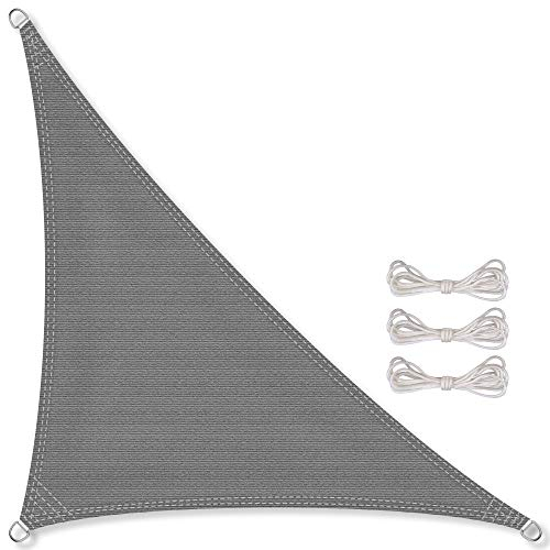 CelinaSun Sonnensegel inkl Befestigungsseile HDPE Basic Dreieck rechtwinklig 3,6 x 3,6 x 5,1 m anthrazit Sonnenschutz atmungsaktiv