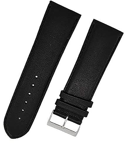 Uhrenhuette Uhrenarmband supersoft breit Kalbleder Farbe und Stegbreite wählbar (Schwarz, 22mm - L)