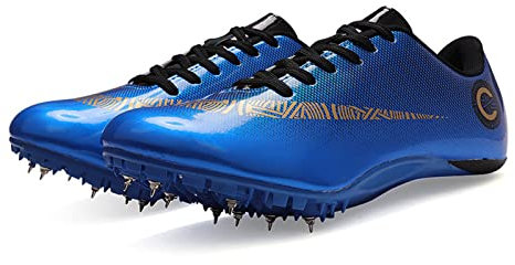 Scarpe Atletica Leggera, Scarpe Running Professioni Unisex, Scarpe Uomo Donna Atletica 8 Chiodi Spikes, Sneakers Comode per Sprint, Corsa, Salto in Lungo (37,Blue)