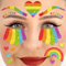 Party Factory Face Tattoo Regenbogen, temporäres Glitter Gesichtstattoo für Motto Party, Halloween & Karneval, Kinder & Erwachsene