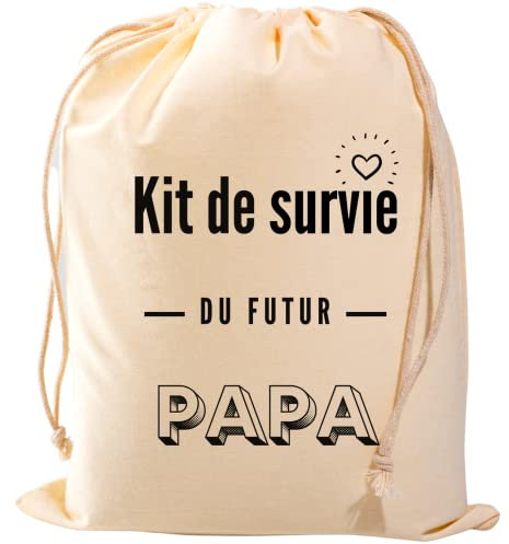 STUDIO MANALI Kit de survie du futur papa - boîte à papa - annonce grossesse - cadeau de naissance - pochon à remplir - coton bio