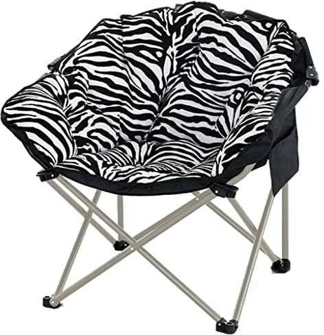 DUNAKE Sessel Relaxsessel Für Den Innenbereich, Faltbarer Gepolsterter Lounge Sessel Aus Wildleder Untertassenstuhl, Stuhl Für Wohnheim, Unterstützt 150 Kg/330 Lb (Color : Zebra)