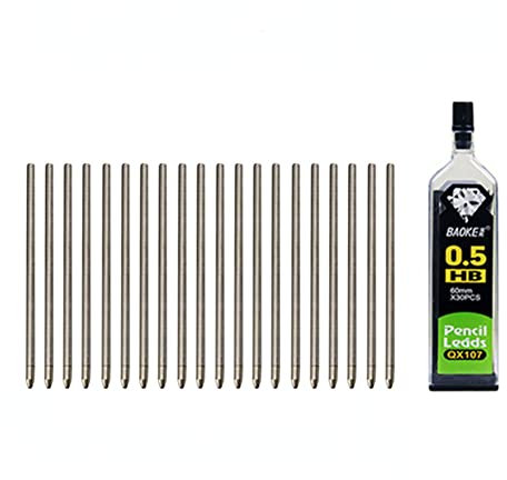 MROOFUL Stylo à bille rétractable 4 en 1 de 0,7 mm, couleurs assorties, noir, argent, rouge, bleu, métal, mine de 0,5 mm avec caoutchoucs à l'extrémité (mine)