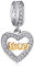 Schwester Herz Anhänger Charms, Fit Pandora Familie Armband/Halskette, 925 Sterling Silber Dangle 2 Tone Gold Sister CZ Bead, Geschenk für Big/Lil Sis/Weihnachten/Geburtstag