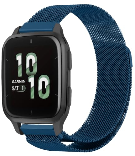 SeNool 20mm Armband für Garmin vívomove Trend/Garmin Venu Sq 2/Venu Sq 2 music/Venu 2 Plus, Metall Magnetversch Ersatzarmband Uhrenarmband für GarminMove Sport/Garmin vivoactive 3 music - Blau