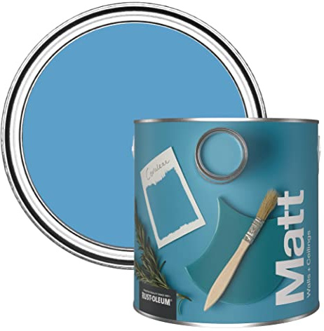 Rust-Oleum Colours Matt Emulsion Wall and Ceiling Paint - Cerulean 2.5L