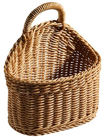 Healvian Woven Storage Basket - Beige Hanging Wall Basket for Kitchen Organizing Ginger and Garlic Large Capacity Plastic Storage Solution