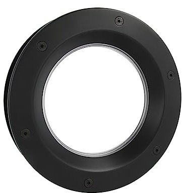 MLS Ojo de Buey B6000, de Aluminio Robusto, Vidrio de Seguridad VSG, para Puertas de 40 mm de Espesor, Tornillos de Fijación Visibles en Ambos Lados, 350 mm de Diámetro, Vidrio Transparente, Negro