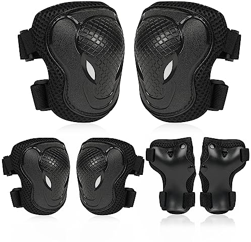Flintronic Kinder Knieschoner Set,Kinder Schützer inliner Schonerset, 6 in 1 Schutzausrüstung,Kinder Knieschoner Ellenbogenschützer Handgelenkschoner Protektorenset für Skateboard Roller Outdoor Sport