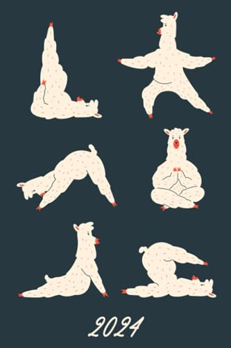 Kalender 2024: Kompakter Jahresplaner Wochenübersicht | A5 | Januar bis Dezember | Ferien, Feiertagen Monatsübersicht und vieles mehr | Organizer und Zeitplaner für 1 Jahr | Yoga Alpaka