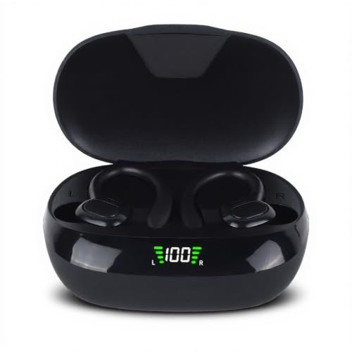 Kabellose Ohrhörer, 4D-Stereo-Rauschunterdrückung, Over-Ear-Ohrhörer, Kabellose Ohrhörer mit LED-Display-Ladehülle, für Lauf-Workout-Sportarten