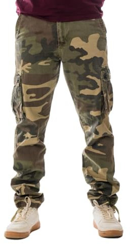 Vasego Pantalon cargo pour homme – Pantalon de travail durable pour homme avec 6 poches – Pantalon de travail ample pour homme – Pantalon de camping et de randonnée | Couleur : Camouflage, Taille : 32
