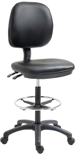 Vinsetto Tabouret à Roulette Tabouret pivotant réglable en Hauteur de 69-91 cm Dossier inclinable et Repose-Pieds réglable