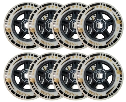 DYHQQ 8er-Pack Inline-Skate-Räder mit Lagern 84A Rollschuh-Räder, Rollerblade-Skating-Räder 84MM, zum Ersetzen von Rollerblade-Rädern vorgesehen,A,84mm