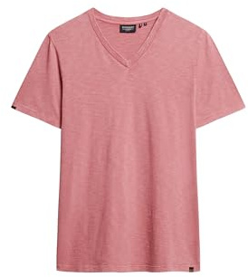 Superdry Herren T-Shirt aus Flammgarn mit V-Ausschnitt Mesa Rosé Pink M