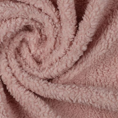 Die Stofftante Baumwoll-Teddy | Teddy-Plüsch | 90% Baumwolle 10% Polyester | 300 g/m2 | 50x160 cm Meterware (light rose)